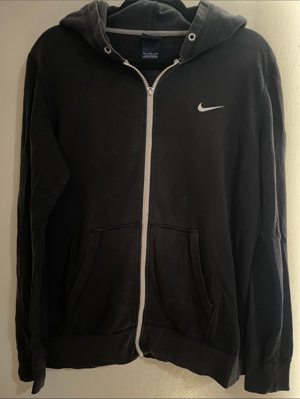 Nike Black Full Zip Hoodie with White Swoosh